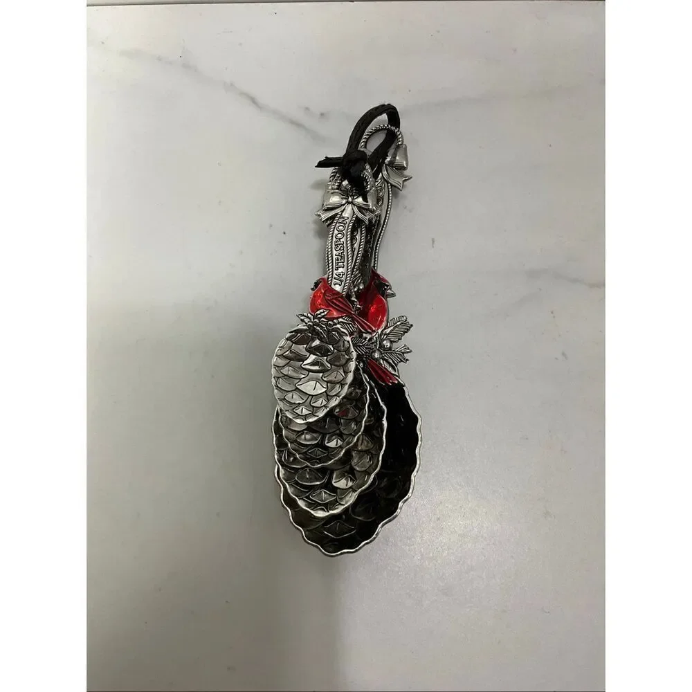 GANZ Red Cardinal and Pinecone Measuring Spoon Set